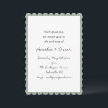 Handgeschreven Script Whimsy Sage Groene Trouw Kaart<br><div class="desc">Een zachte en verfijnde trouwuitnodiging met een delicate geschulpte rand en romantische scripttypografie. Perfect voor koppels die een klassieke of formele viering met een moderne twist plannen. Dit ingetogen ontwerp brengt tijdloze charme en hedendaagse eenvoud samen,  waardoor het gemakkelijk is om het te personaliseren voor uw speciale dag.</div>