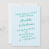 Handgeschreven Script Whimsy Strepen Quirkyl Trouw Kaart (Voorkant)