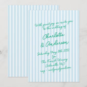 Handgeschreven Script Whimsy Strepen Quirkyl Trouw Kaart (Voorkant / Achterkant)