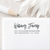 Handgeschreven Script White Family Retouradres Etiket (Insitu)