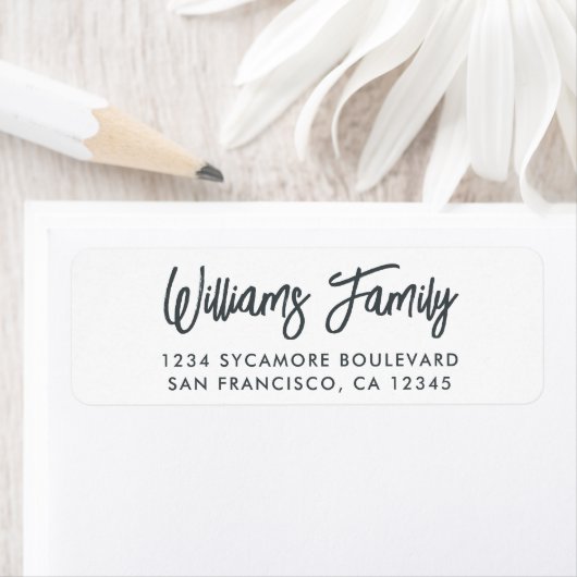 Handgeschreven Script White Family Retouradres Etiket (Insitu)