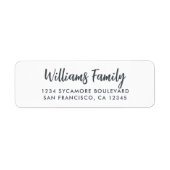 Handgeschreven Script White Family Retouradres Etiket (Voorkant)