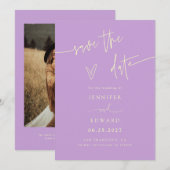 Handgeschreven script Wisteria Save The Date (Voorkant / Achterkant)