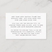 Handgeschreven script wit mini dank u kaart visitekaartje (Achterkant)