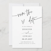 Handgeschreven script witte trouwdatum save the da date (Voorkant)