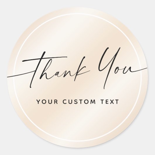 Handgeschreven script zakelijk dank je iory satin ronde sticker (Voorkant)