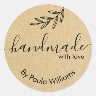 Handgeschreven script Zelfgemaakte zakelijke Stick Ronde Sticker