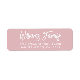 Handgeschreven script zwart familie retouradres etiket