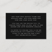 Handgeschreven script zwart mini bedankje visitekaartje (Achterkant)