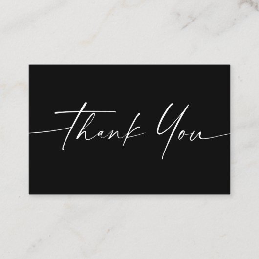 Handgeschreven script zwart mini bedankje visitekaartje (Voorkant)