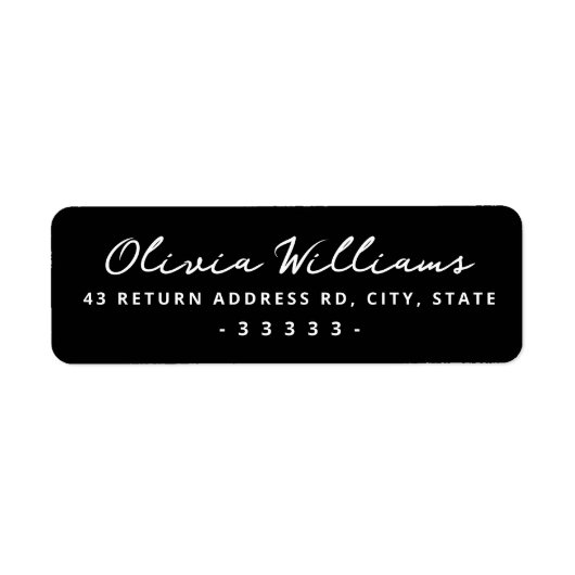 Handgeschreven script zwart retouradreslabel etiket (Voorkant)