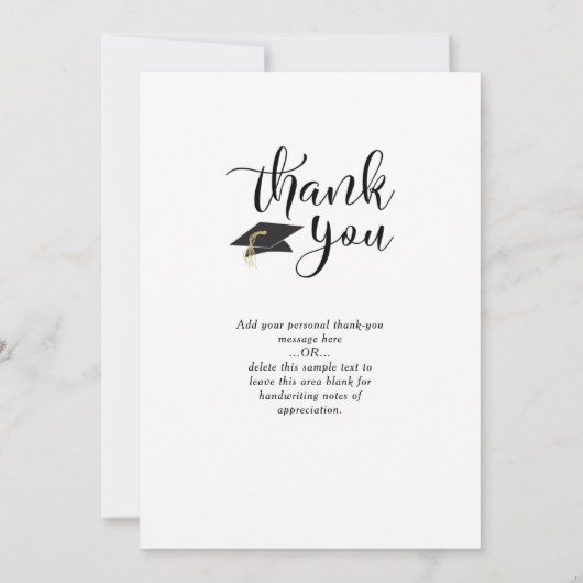 Handgeschreven script zwart-wit Afstuderen Foto Bedankkaart (Achterkant)