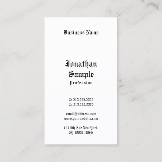 Handgeschreven script zwart, wit, klassieke retror visitekaartje (Achterkant)