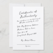 Handgeschreven scriptcertificaat van echtheid kaart (Voorkant)