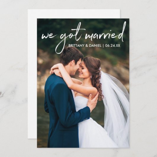 Handgeschreven scriptfoto We Got Married Kaart (Voorkant / Achterkant)