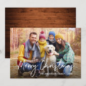 Handgeschreven scripthout, kerstfoto feestdagenkaart (Voorkant / Achterkant)