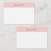 Handgeschreven scriptnaam Blush Pink White Elegant Notitiekaartje (Voorkant / Achterkant)