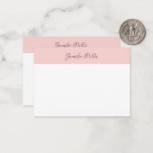 Handgeschreven scriptnaam Blush Pink White Elegant Notitiekaartje (Voorkant / Achterkant in situ)