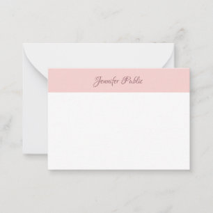 Handgeschreven scriptnaam Blush Pink White Elegant Notitiekaartje