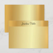 Handgeschreven scriptnaam Elegant Faux Gold Sjablo Notitiekaartje (Voorkant / Achterkant)