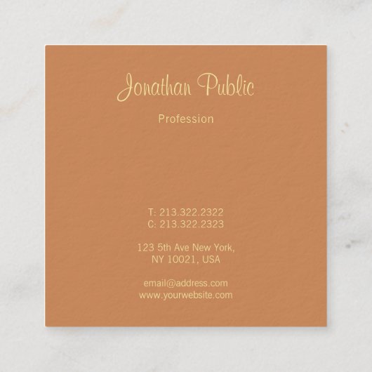 Handgeschreven scriptnaam Elegante Sjabloon Modern Vierkante Visitekaartje (Achterkant)