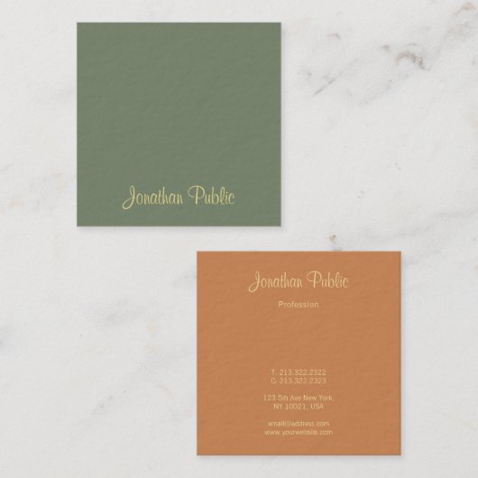 Handgeschreven scriptnaam Elegante Sjabloon Modern Vierkante Visitekaartje (Voorkant / Achterkant)