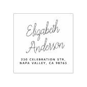 Handgeschreven scriptnaam en eenvoudig retouradres rubberstempel (Afrduk)