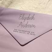 Handgeschreven scriptnaam en eenvoudig retouradres rubberstempel