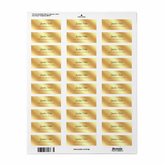 Handgeschreven scriptnaam Faux Gold Modern Elegant Etiket (Full Sheet)