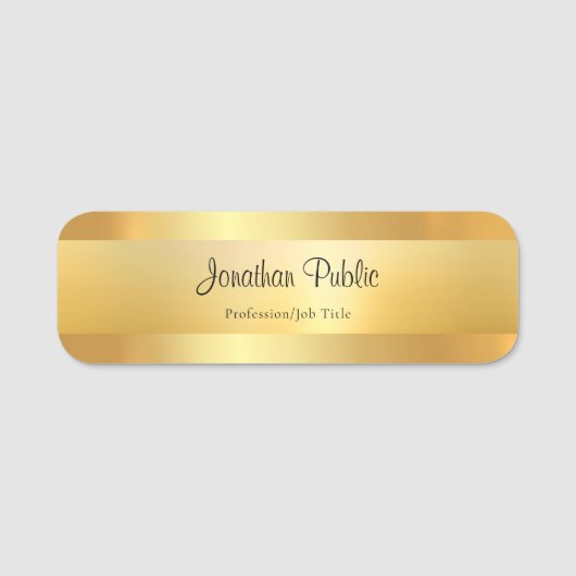 Handgeschreven scriptnaam Gold Elegant Sjabloon Naamplaatje (Voorkant)