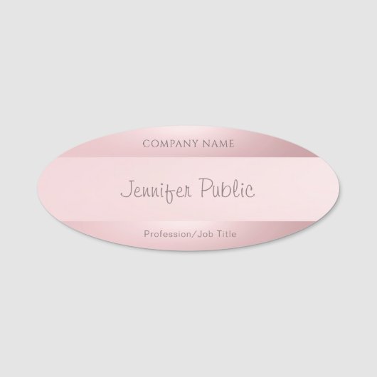 Handgeschreven scriptnaam legant Roos Gold Modern Naamplaatje (Voorkant)