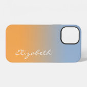 Handgeschreven scriptnaam lichtblauwe oranje verlo iPhone hoesje (Achterkant horizontaal)