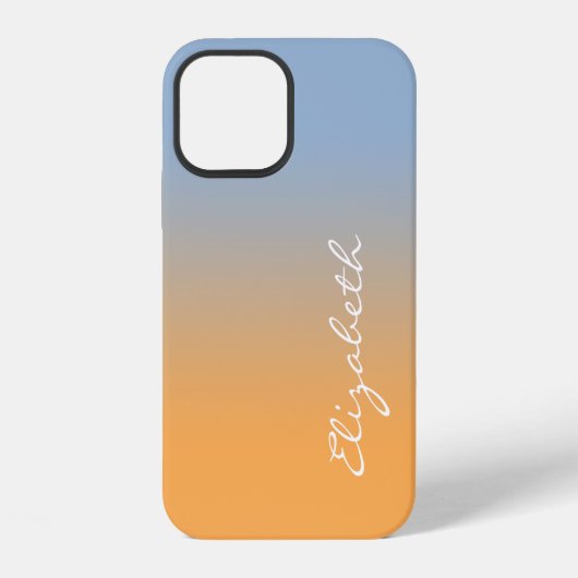 Handgeschreven scriptnaam lichtblauwe oranje verlo iPhone hoesje (Achterkant)