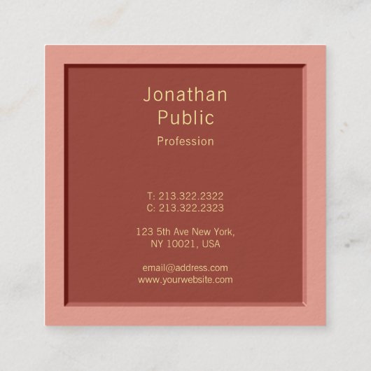 Handgeschreven scriptnaam Modern Elegant Sjabloon Vierkante Visitekaartje (Achterkant)