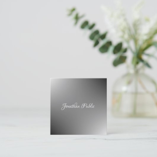 Handgeschreven scriptnaam Modern Sjabloon Elegant Vierkante Visitekaartje (Staand voorkant)