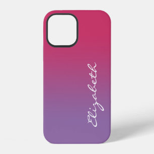 Handgeschreven scriptnaam roze naar paarse gradiën iPhone 12 hoesje