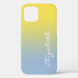 Handgeschreven scriptnaam Yellow Light Blue Gradie Case-Mate iPhone Case