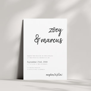 Handgeschreven scriptnamen Minimalist Plain Weddin Kaart