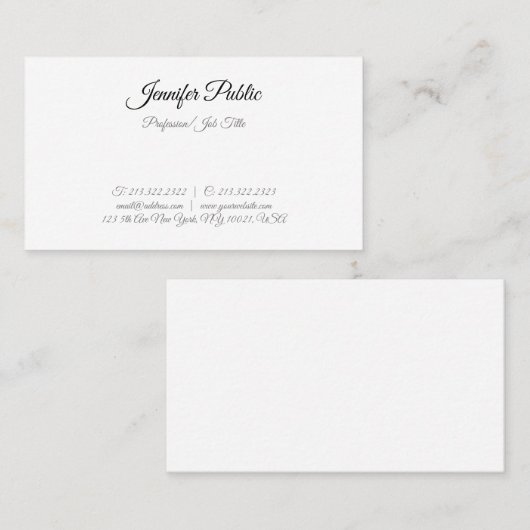 Handgeschreven scripttekst Eenvoudige Sjabloon Mod Visitekaartje (Voorkant / Achterkant)