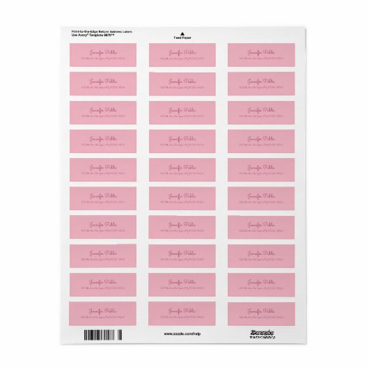 Handgeschreven scripttekst Elegant roze moderne vo Etiket (Full Sheet)