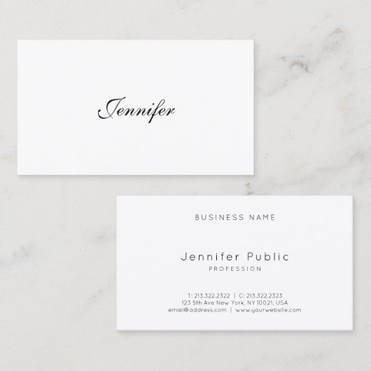 Handgeschreven scripttekst Moderne eenvoudige Sjab Visitekaartje (Voorkant / Achterkant)