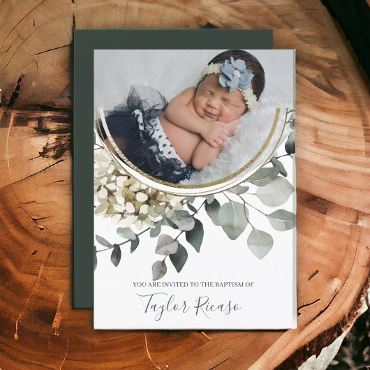 Handgeschreven scripttypografie krans doop kaart