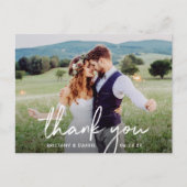 Handgeschreven scriptweduwschap Bedankt Foto Briefkaart (Voorkant)