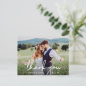 Handgeschreven scriptweduwschap Bedankt Foto Briefkaart (Staand voorkant)