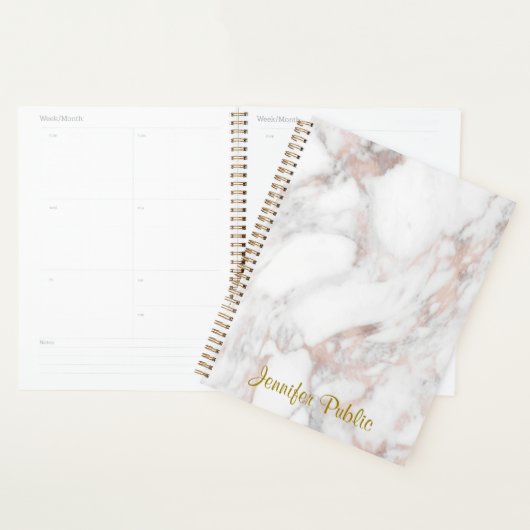 Handgeschreven Sjabloon Roos Gold Marble Planner (Display)