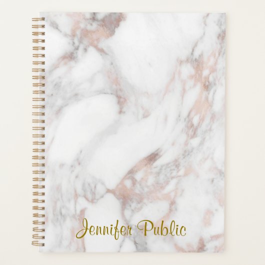 Handgeschreven Sjabloon Roos Gold Marble Planner (Voorkant)