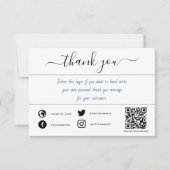 Handgeschreven sociale qr-code bedankt dat je kaar (Voorkant)