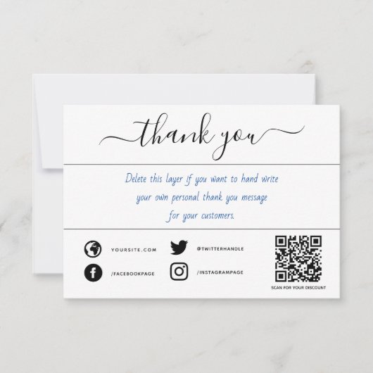Handgeschreven sociale qr-code bedankt dat je kaar (Voorkant)