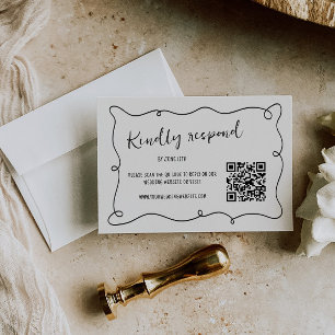 Handgeschreven Squiggle Lijst Bruiloft RSVP Kaartje