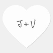 Handgeschreven stijl paar Initialen Envelope Seal Hart Sticker (Voorkant)